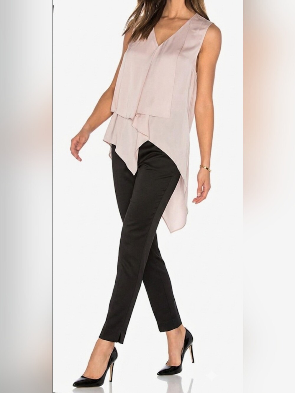 BCBGMaxAzria Cyprien High-Low Sleeveless Asymmetrical Top / Sz M / Blush